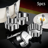 Maxbell 5 Pieces Egg Rings Accessories Egg Moulds for Burger Mini Pancakes Breakfast