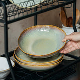 Maxbell Ceramic Salad Plate Elegant Irregular Deep Plate for Restaurant Home Wedding