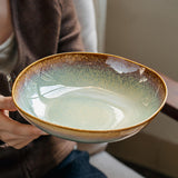 Maxbell Ceramic Salad Plate Elegant Irregular Deep Plate for Restaurant Home Wedding