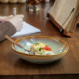 Maxbell Ceramic Salad Plate Elegant Irregular Deep Plate for Restaurant Home Wedding