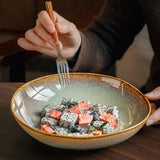 Maxbell Ceramic Salad Plate Elegant Irregular Deep Plate for Restaurant Home Wedding