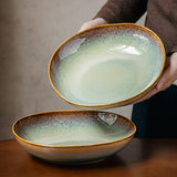 Maxbell Ceramic Salad Plate Elegant Irregular Deep Plate for Restaurant Home Wedding