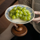 Maxbell Fruit Bowl Holder Serving Tray Cake Stand Dessert Round Ceramic Footed Plate