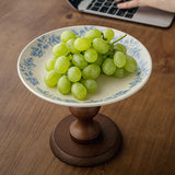 Maxbell Fruit Bowl Holder Serving Tray Cake Stand Dessert Round Ceramic Footed Plate