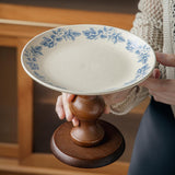 Maxbell Fruit Bowl Holder Serving Tray Cake Stand Dessert Round Ceramic Footed Plate