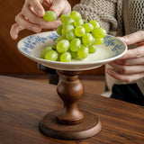 Maxbell Fruit Bowl Holder Serving Tray Cake Stand Dessert Round Ceramic Footed Plate