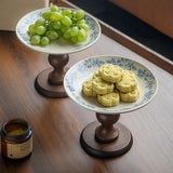 Maxbell Fruit Bowl Holder Serving Tray Cake Stand Dessert Round Ceramic Footed Plate
