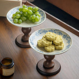 Maxbell Fruit Bowl Holder Serving Tray Cake Stand Dessert Round Ceramic Footed Plate