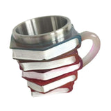 Maxbell Painted Book Mug with Handle for Hot or Cold Brews Readers Literature Lovers Pink