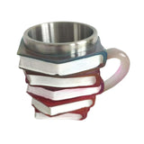 Maxbell Painted Book Mug with Handle for Hot or Cold Brews Readers Literature Lovers Pink