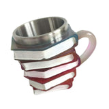 Maxbell Painted Book Mug with Handle for Hot or Cold Brews Readers Literature Lovers Pink