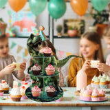 Maxbell Dinosaur Cupcake Stand Dessert Rack Platter Pastry Fruits 3 Tier Cake Holder