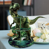 Maxbell Dinosaur Cupcake Stand Dessert Rack Platter Pastry Fruits 3 Tier Cake Holder