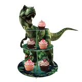 Maxbell Dinosaur Cupcake Stand Dessert Rack Platter Pastry Fruits 3 Tier Cake Holder