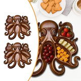 Maxbell Wooden Octopus Charcuterie Platter Appetizers Tray for Fries Cookies Candies 26.5cmx25cmx3cm