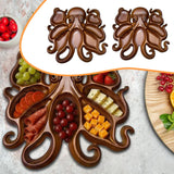 Maxbell Wooden Octopus Charcuterie Platter Appetizers Tray for Fries Cookies Candies 26.5cmx25cmx3cm