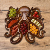 Maxbell Wooden Octopus Charcuterie Platter Appetizers Tray for Fries Cookies Candies 26.5cmx25cmx3cm
