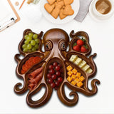Maxbell Wooden Octopus Charcuterie Platter Appetizers Tray for Fries Cookies Candies 26.5cmx25cmx3cm