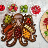 Maxbell Wooden Octopus Charcuterie Platter Appetizers Tray for Fries Cookies Candies 27cmx26cmx3.3cm