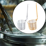 Maxbell Pasta Noodle Strainer Portable Frying Food Basket for Pasta Barbecue Kitchen argent