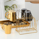 Maxbell Metal Cup Drying Rack Hold 6 Sturdy Coffee Mug Holder for Home Tea Cups Mugs gold
