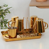 Maxbell Metal Cup Drying Rack Hold 6 Sturdy Coffee Mug Holder for Home Tea Cups Mugs gold