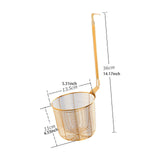 Maxbell Pasta Noodle Strainer Portable Frying Food Basket for Pasta Barbecue Kitchen gold