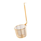 Maxbell Pasta Noodle Strainer Portable Frying Food Basket for Pasta Barbecue Kitchen gold