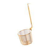Maxbell Pasta Noodle Strainer Portable Frying Food Basket for Pasta Barbecue Kitchen gold