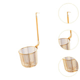 Maxbell Pasta Noodle Strainer Portable Frying Food Basket for Pasta Barbecue Kitchen gold