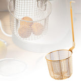 Maxbell Pasta Noodle Strainer Portable Frying Food Basket for Pasta Barbecue Kitchen gold