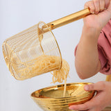 Maxbell Pasta Noodle Strainer Portable Frying Food Basket for Pasta Barbecue Kitchen gold