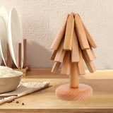 Maxbell Wooden Trivets Nonslip Wooden Coasters Set for Kitchen Restaurant Bowl