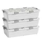Under Bed Storage Box Basket Organizer Case for Dorm Room Wardrobe Apartment Height 25cm White