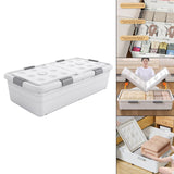 Under Bed Storage Box Basket Organizer Case for Dorm Room Wardrobe Apartment Height 25cm White