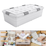 Under Bed Storage Box Basket Organizer Case for Dorm Room Wardrobe Apartment Height 25cm White