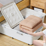 Under Bed Storage Box Basket Organizer Case for Dorm Room Wardrobe Apartment Height 20cm Blue Clear