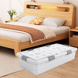 Under Bed Storage Box Basket Organizer Case for Dorm Room Wardrobe Apartment Height 20cm Blue Clear