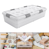 Under Bed Storage Box Basket Organizer Case for Dorm Room Wardrobe Apartment Height 20cm Blue Clear