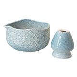 Maxbell Matcha Bowl with Whisk Holder Gift with Spout for Kitchen Tea Lovers Friends Blue