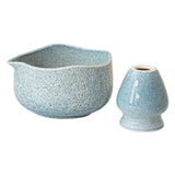Maxbell Matcha Bowl with Whisk Holder Gift with Spout for Kitchen Tea Lovers Friends Blue