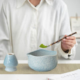 Maxbell Matcha Bowl with Whisk Holder Gift with Spout for Kitchen Tea Lovers Friends Blue