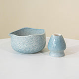 Maxbell Matcha Bowl with Whisk Holder Gift with Spout for Kitchen Tea Lovers Friends Blue