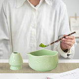 Maxbell Matcha Bowl with Whisk Holder Gift with Spout for Kitchen Tea Lovers Friends Green