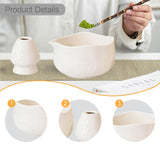 Maxbell Matcha Bowl with Whisk Holder Gift with Spout for Kitchen Tea Lovers Friends White