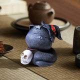 Maxbell Resin Cat Tea Pet Collecting Artwork Cat Statue for Cabinet Bookcase Bedroom A