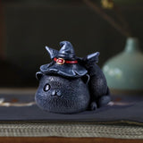 Maxbell Resin Cat Tea Pet Collecting Artwork Cat Statue for Cabinet Bookcase Bedroom B