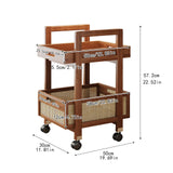 Rolling Utility Cart Multifunctional Shelf Mobile Trolley Tables for Balcony 50cmx30cmx57.2cm