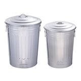 Outdoor Metal Trash Can with Seal Lid Round Large Capacity Storage Container 48L