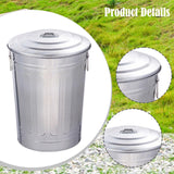 Outdoor Metal Trash Can with Seal Lid Round Large Capacity Storage Container 48L